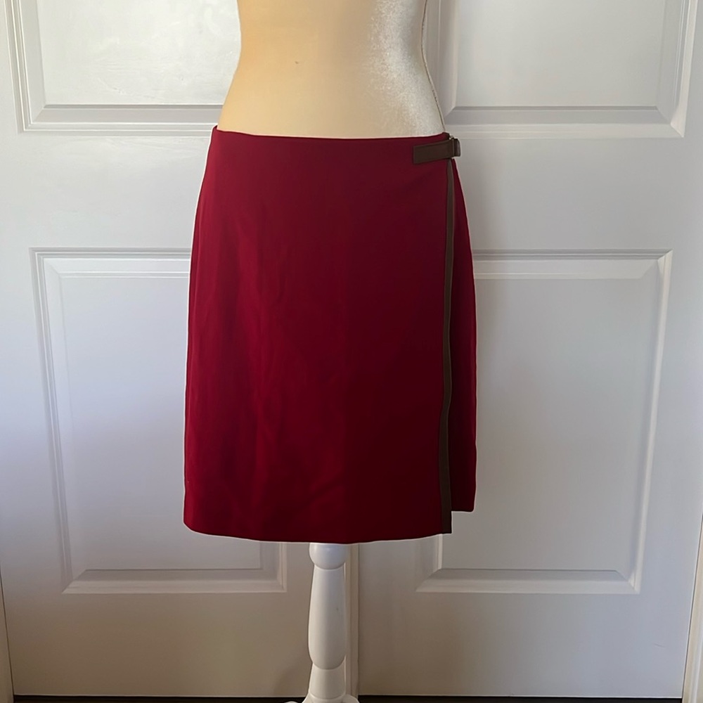 Red wool lined wrap skirt Lauren Ralph Lauren Sz 8